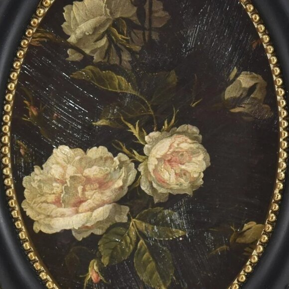 Home Decor Collection Black Wall Art, White Rose with Gold Beaded Frame 6x8 - Picture 3 of 8